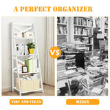 2 Pieces 4-Tier Wood Display Storage Bookshelf Set-White