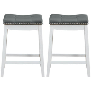 Set of 2 24-Inch Height Backless Counter Stool with Footrest-White