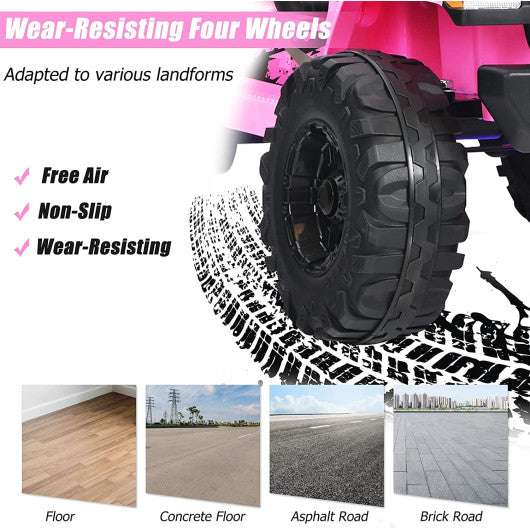 12V Kids Ride-on Jeep Car with 2.4G Remote Control-Pink