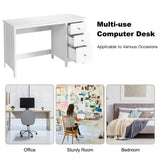3-Drawer Home Office Study Computer Desk with Spacious Desktop-White