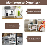 Under Desk Printer Stand with 360 ° Swivel Casters-White