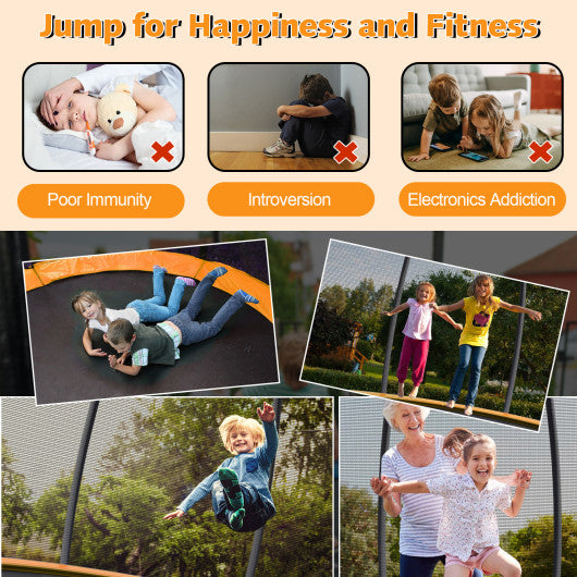 8 Feet ASTM Approved Recreational Trampoline with Ladder-Orange