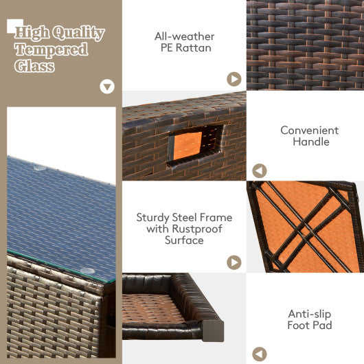 8 Pieces Patio Space-Saving Rattan Furniture Set with Storage Box and Waterproof Cover-Black