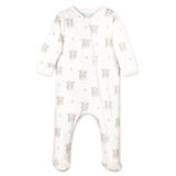 Zipper Footie - Sketched Piglet on White  100% Pima Cotton by Feather Baby