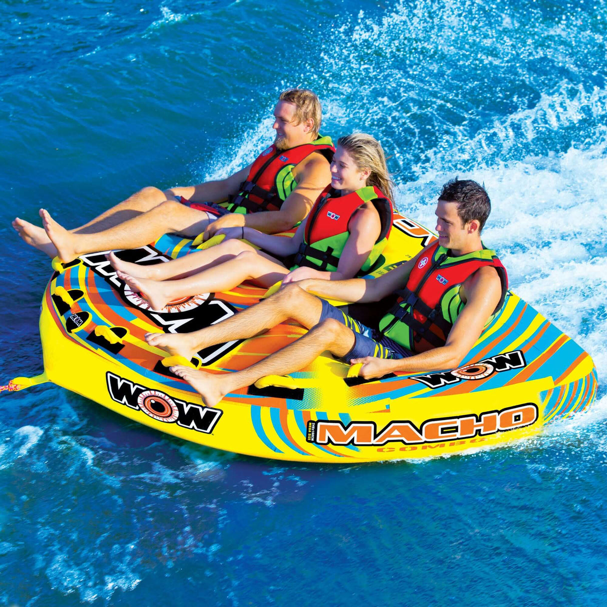 WOW Sports Macho 1-3 Person Towable Water Tube For Pool and Lake (16-1030) by Jupiter Gear