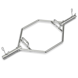 56 Inch Olympic Hexagon Deadlift Trap Bar with Folding Grips Powerlifting-Sliver