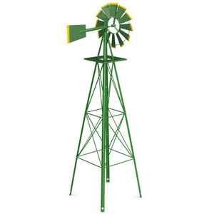8 Feet Windmill Metal Ornamental Wind Wheel Weather Resistant-Green
