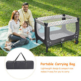 Portable Baby Playpen with Mattress Foldable Design-Gray
