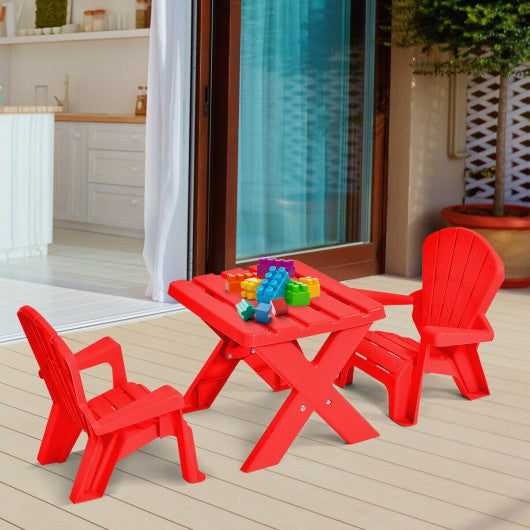 3-Piece Plastic Children Play Table Chair Set-Red