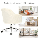 Modern Fluffy Faux Fur Vanity Office Chair for Teens Girls-Beige