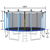 Outdoor Trampoline with Safety Closure Net-16 ft