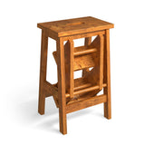 3-in-1 Rubber Wood Step Stool with Convenient Handle-Natural