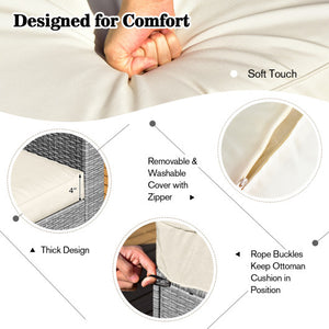 9 Pieces Outdoor Patio Furniture Set with 32-Inch Propane Fire Pit Table-Off White