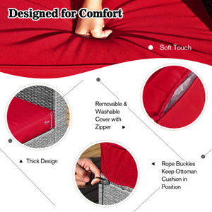 9 Pieces Outdoor Patio Furniture Set with 32-Inch Propane Fire Pit Table-Red