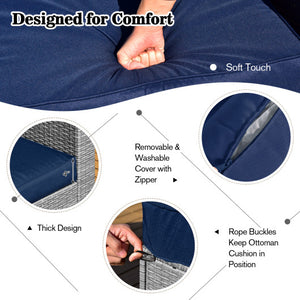 9 Pieces Outdoor Patio Furniture Set with 32-Inch Propane Fire Pit Table-Navy