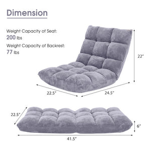 Adjustable 14-position Cushioned Floor Chair-Gray