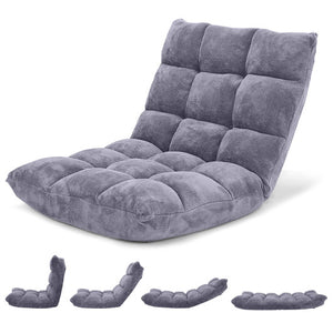 Adjustable 14-position Cushioned Floor Chair-Gray