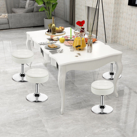 Adjustable 360° Swivel Storage Vanity Stool with Removable Tray-White