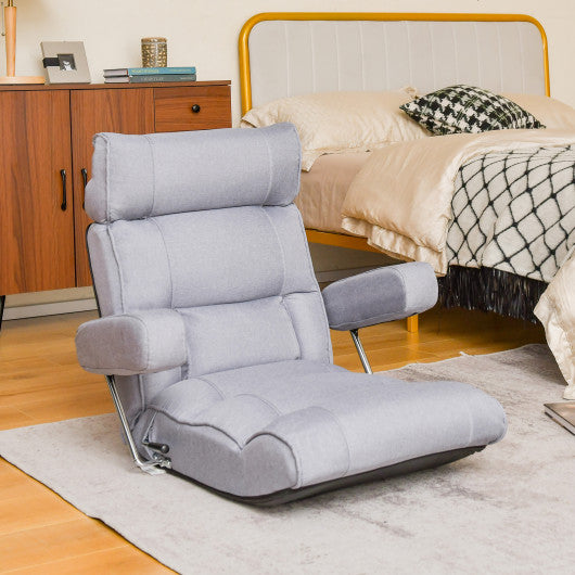Adjustable Folding Sofa Chair with 6 Position Stepless Back-Gray