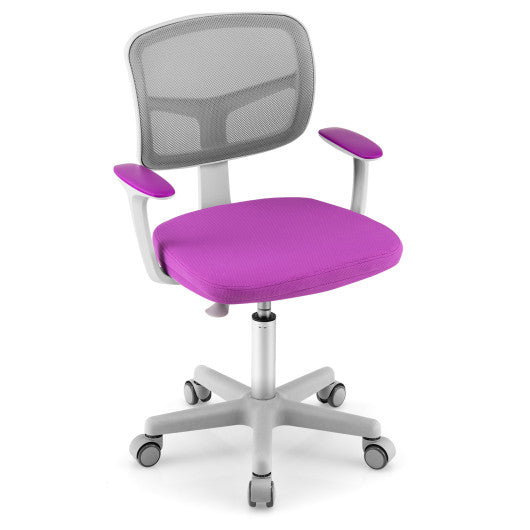 Adjustable Desk Chair with Auto Brake Casters for Kids-Purple