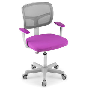 Adjustable Desk Chair with Auto Brake Casters for Kids-Purple