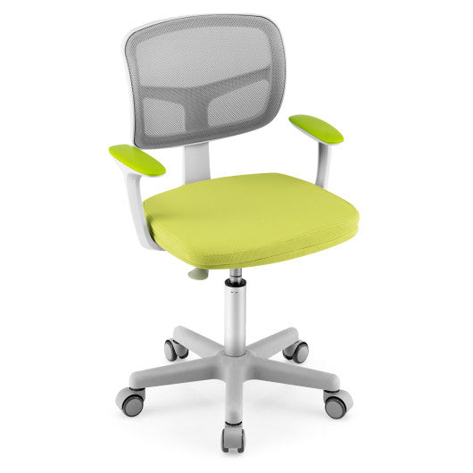 Adjustable Desk Chair with Auto Brake Casters for Kids-Green