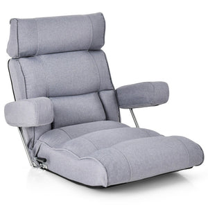 Adjustable Folding Sofa Chair with 6 Position Stepless Back-Gray