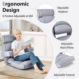Adjustable Folding Sofa Chair with 6 Position Stepless Back-Gray