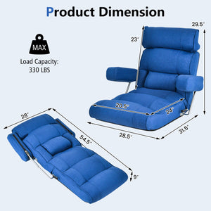 Adjustable Folding Sofa Chair with 6 Position Stepless Back-Blue