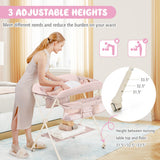 Baby Diaper Changing Table with Water Basin Wheel-Pink