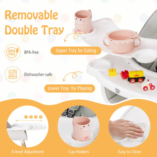 Baby High Chair with Dishwasher Safe Tray-Gray