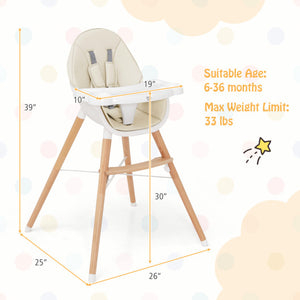Baby High Chair with Dishwasher Safe Tray-Beige