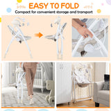 Electric Foldable Baby Rocking Chair with Adjustable Backrest-Beige