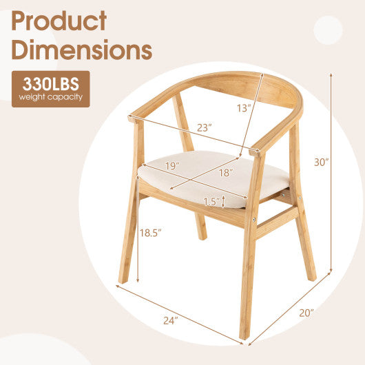 Bamboo Accent Chair with Armrest and Curved Backrest-Natural