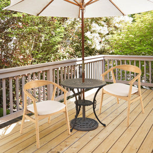 Bamboo Accent Chair with Armrest and Curved Backrest-Natural