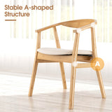Bamboo Accent Chair with Armrest and Curved Backrest-Natural