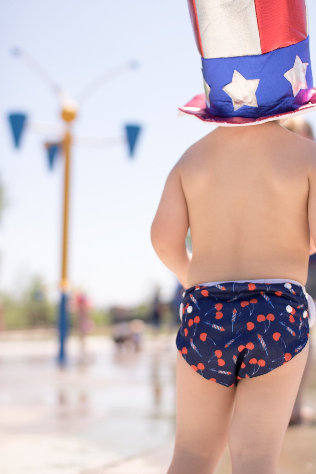 L/E Lauren Holiday Summer Cherry Bomb Print Nageuret Swim Diaper - 100% Proceeds to CF Foundation by Beau & Belle Littles