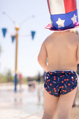 L/E Lauren Holiday Summer Cherry Bomb Print Nageuret Swim Diaper - 100% Proceeds to CF Foundation by Beau & Belle Littles