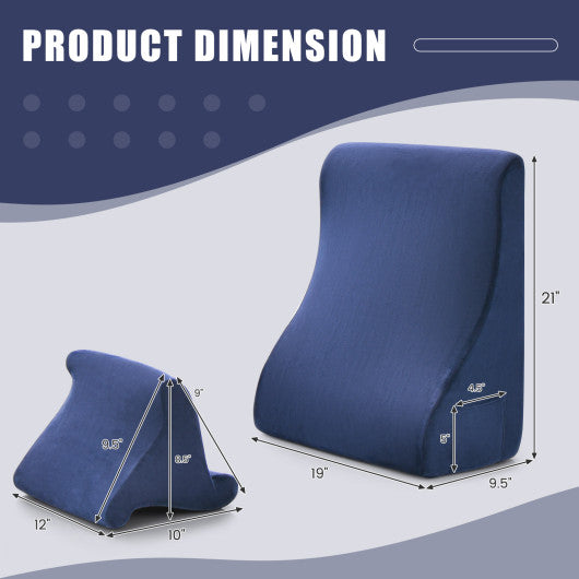 Bed Wedge Pillow with Tablet Pillow Stand and Side Pockets-Navy