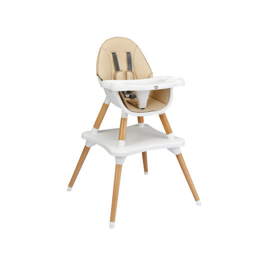 5-in-1 Baby Wooden Convertible High Chair -Khaki
