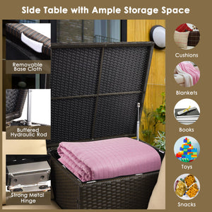 6 Pieces Outdoor Wicker Furniture Set with 32 Inch Propane Fire Pit Table-Beige