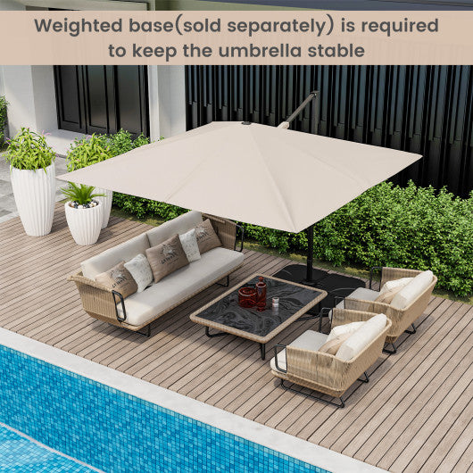 9.5 Feet Square Patio Cantilever Umbrella with 360 ° Rotation-Beige