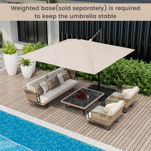 9.5 Feet Square Patio Cantilever Umbrella with 360 ° Rotation-Beige