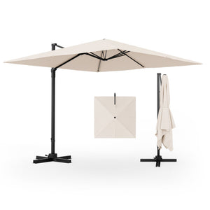 9.5 Feet Square Patio Cantilever Umbrella with 360 ° Rotation-Beige