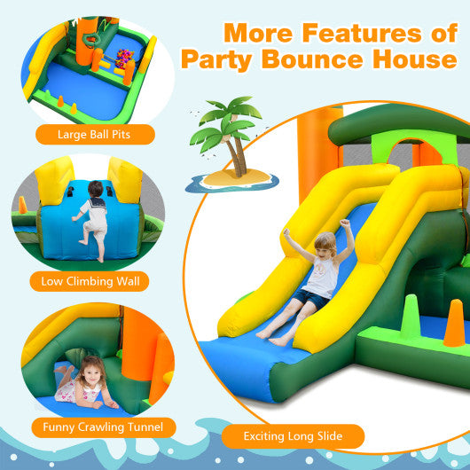 Big Inflatable Bounce House with Slide and Ball Pits for Indoor and Outdoor with 735W Blower