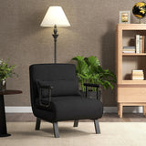 Folding 6 Position Convertible Sleeper Bed Armchair Lounge Couch with Pillow-Black