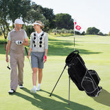 Golf Stand Cart Bag with 6-Way Divider Carry Pockets-Black