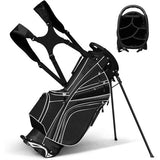 Golf Stand Cart Bag with 6-Way Divider Carry Pockets-Black