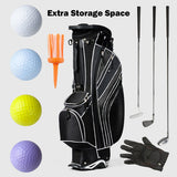 Golf Stand Cart Bag with 6-Way Divider Carry Pockets-Black