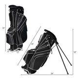 Golf Stand Cart Bag with 6-Way Divider Carry Pockets-Black